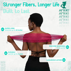 AFRIKI Exfoliation longue longueur 45 pouces facilitant les zones difficiles.
