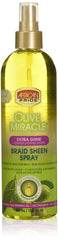 Bouteille African Pride Braid Sheen Extra Spray pour brillance des tresses.