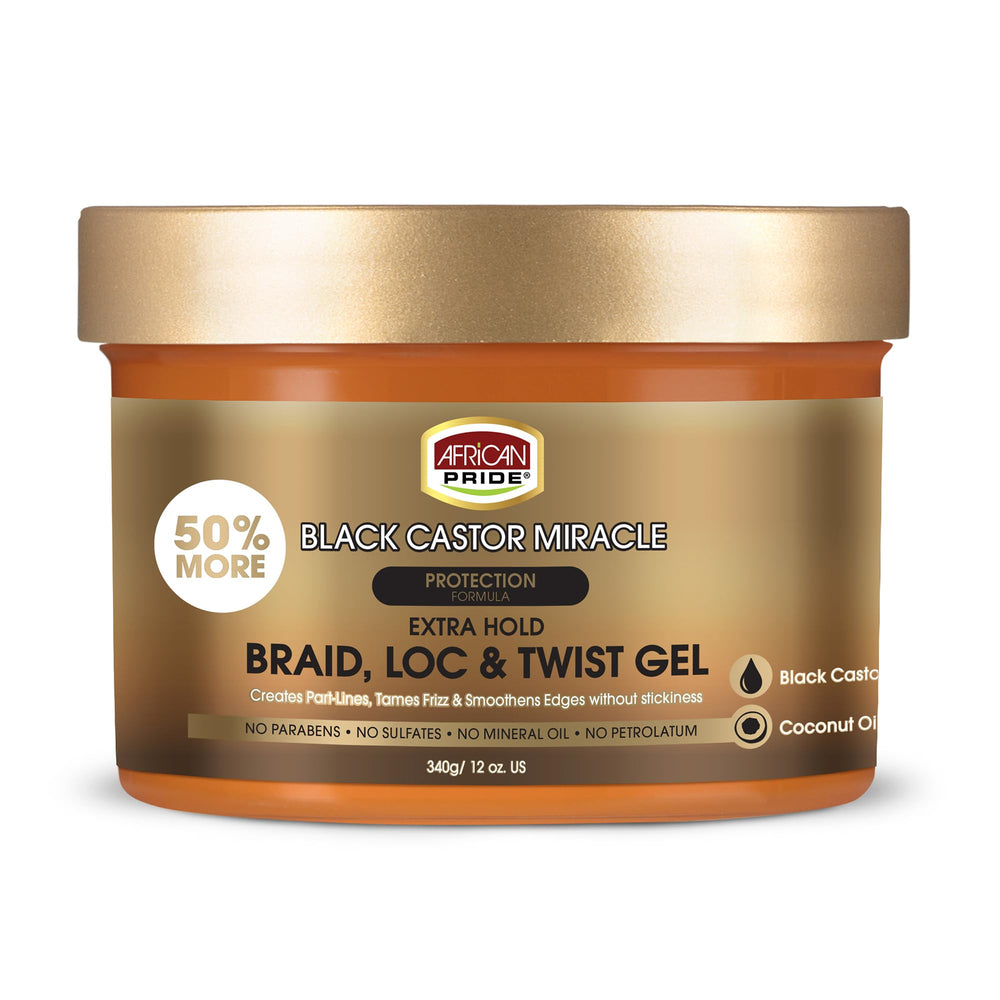 Gel coiffant African Pride pour tresses image de bouteille maintien durable