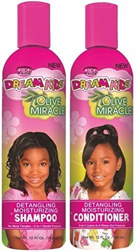 Dream Kids Olive Miracle d'African Pride – Après-shampoing, cheveux doux et brillants après lavage.