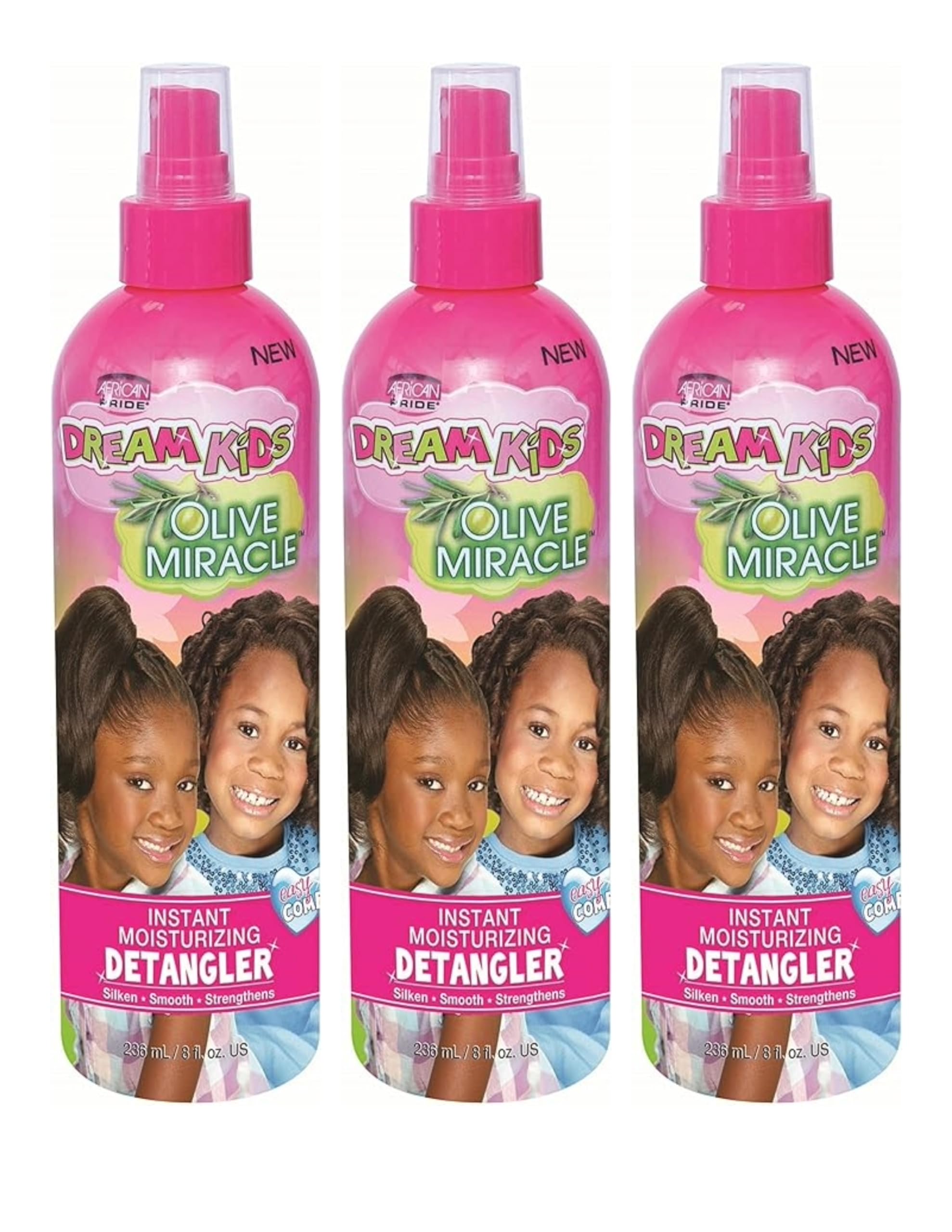 Démêlant Olive Miracle Dream Kids d'African Pride, bouteille prête à démêler les cheveux.