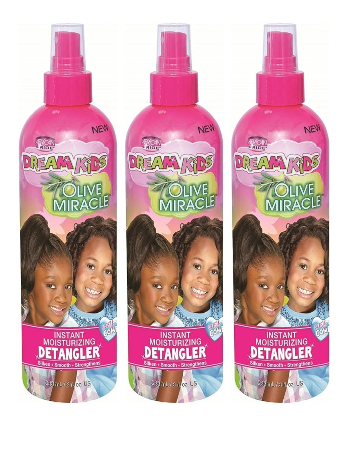 Démêlant Olive Miracle Dream Kids d'African Pride, bouteille prête à démêler les cheveux.