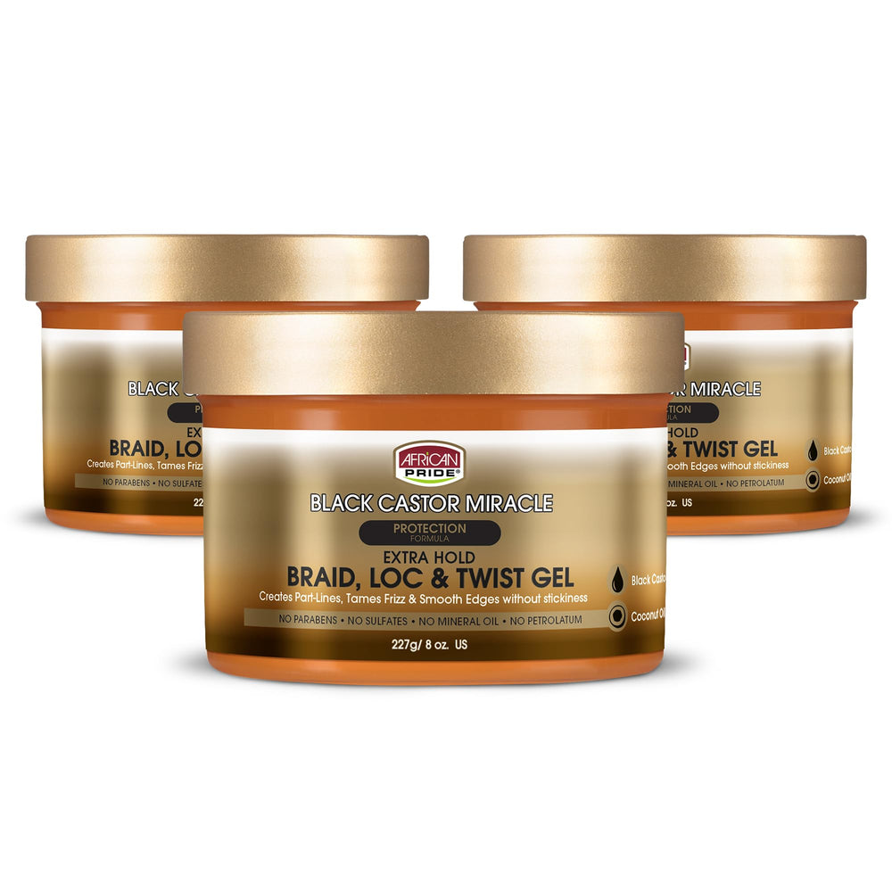 Gel African Pride pour tresses, pack de 3, tenue durable et brillance naturelle