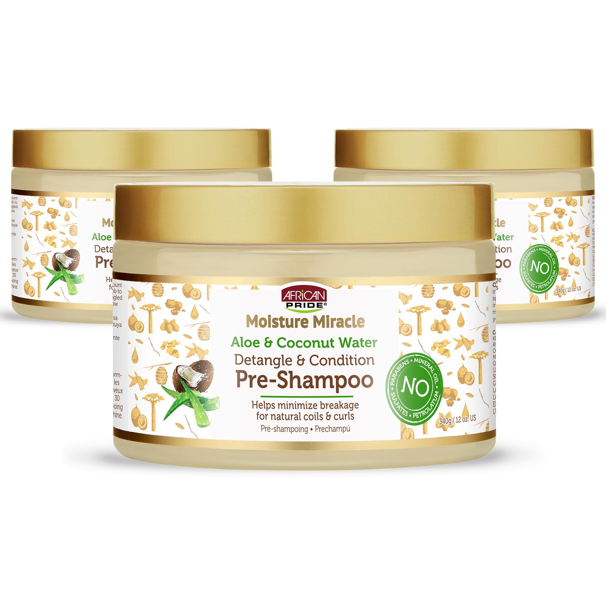 African Pride Miracle Hydratant lot de 3 bouteilles, démêlage facilité.