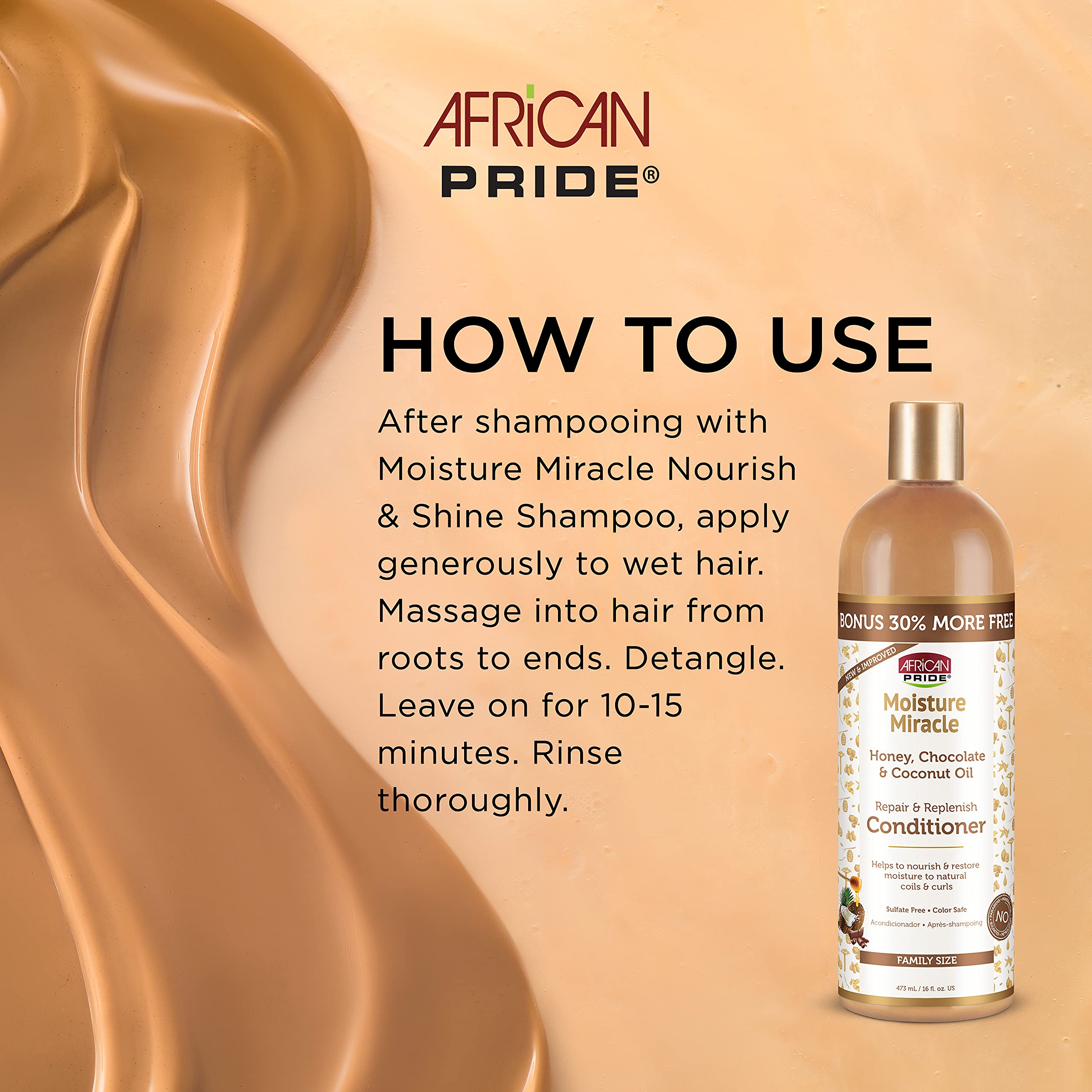 Après-shampoing hydratant et réparateur pour cheveux après lavage.