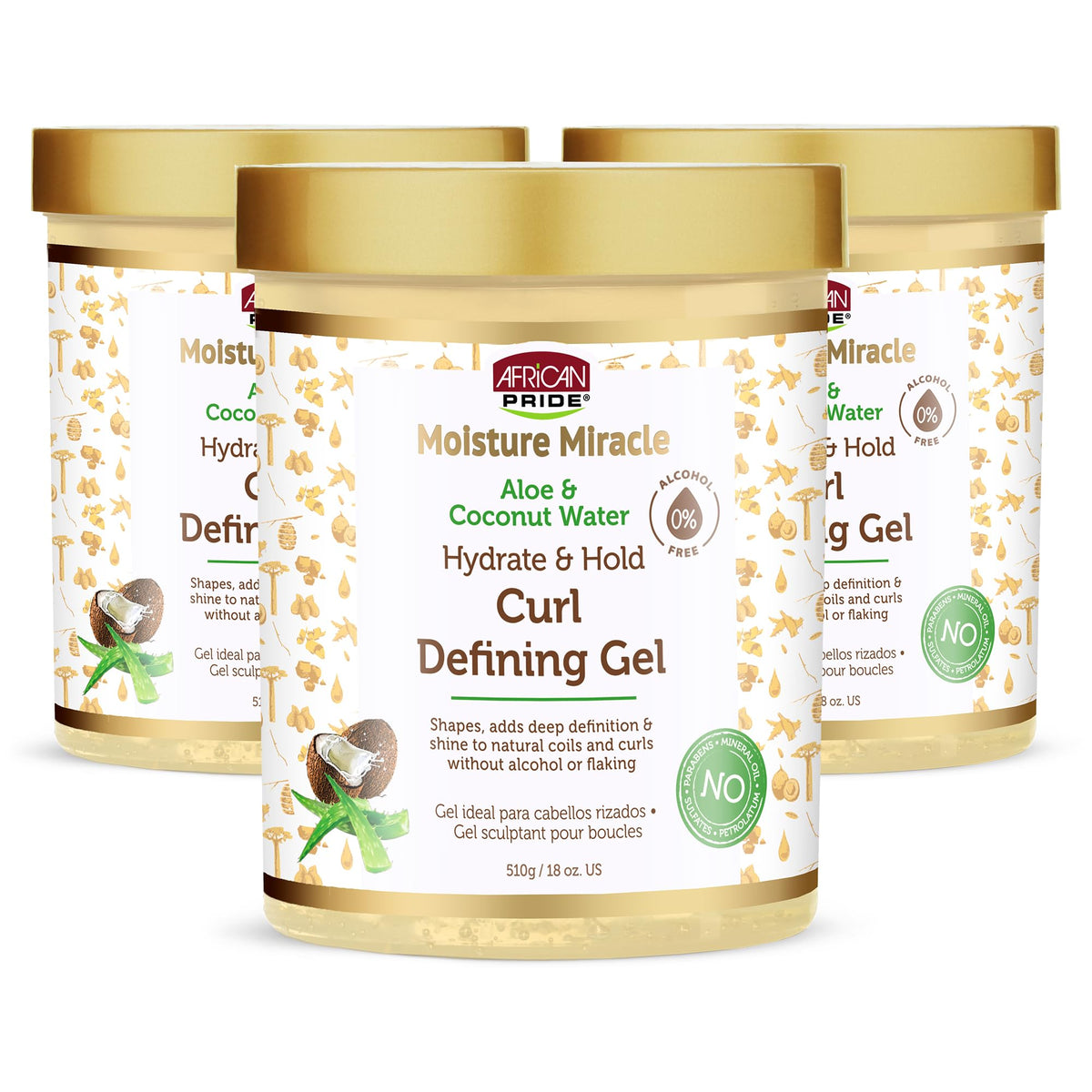 African Pride Moisture Miracle Gel définit les boucles durablement sans crunch.
