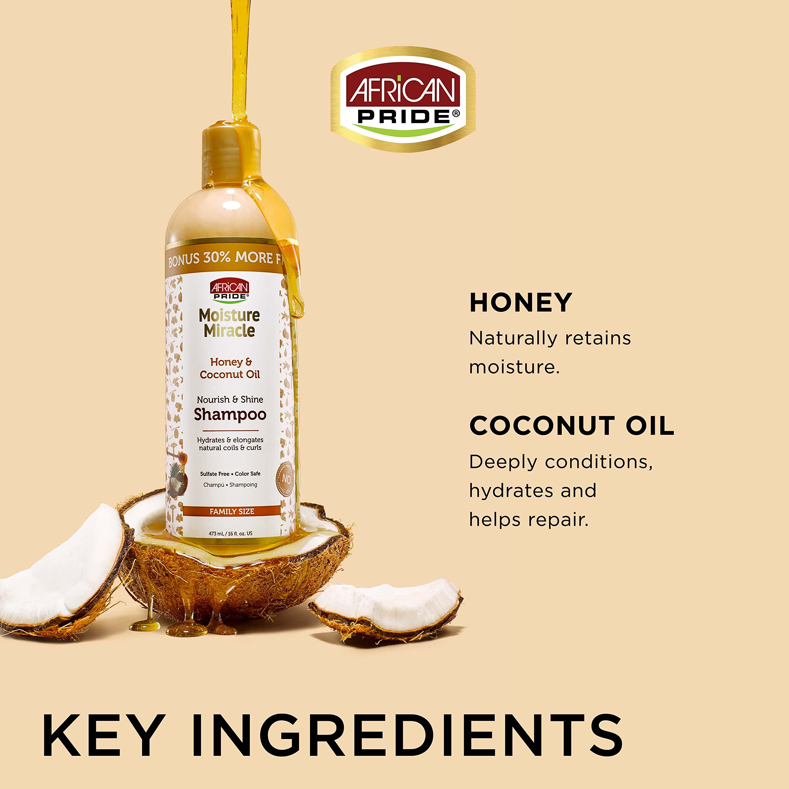Ingrédients naturels sans sulfates ni parabènes pour une routine douce.