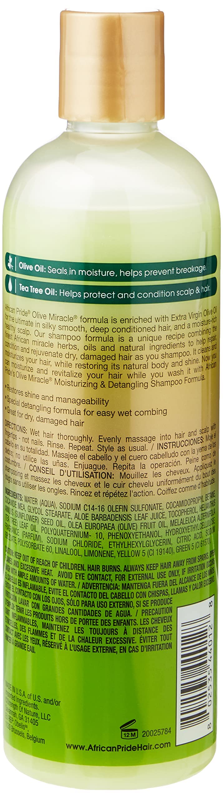 Mousse riche du shampoing-conditionneur African Pride pour démêlage facile.