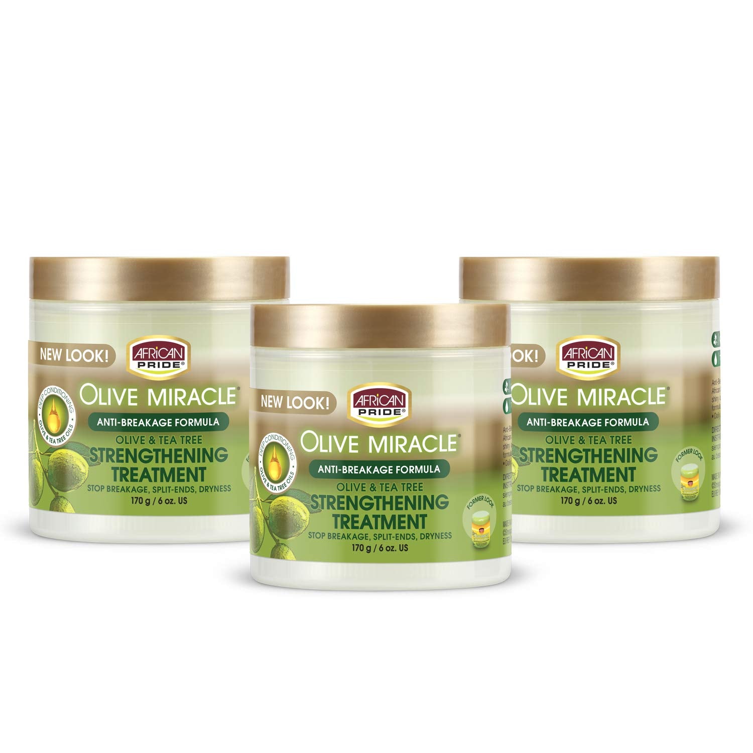 African Pride Olive Miracle Crème anti-casse – bouteille, prévient la casse capillaire.