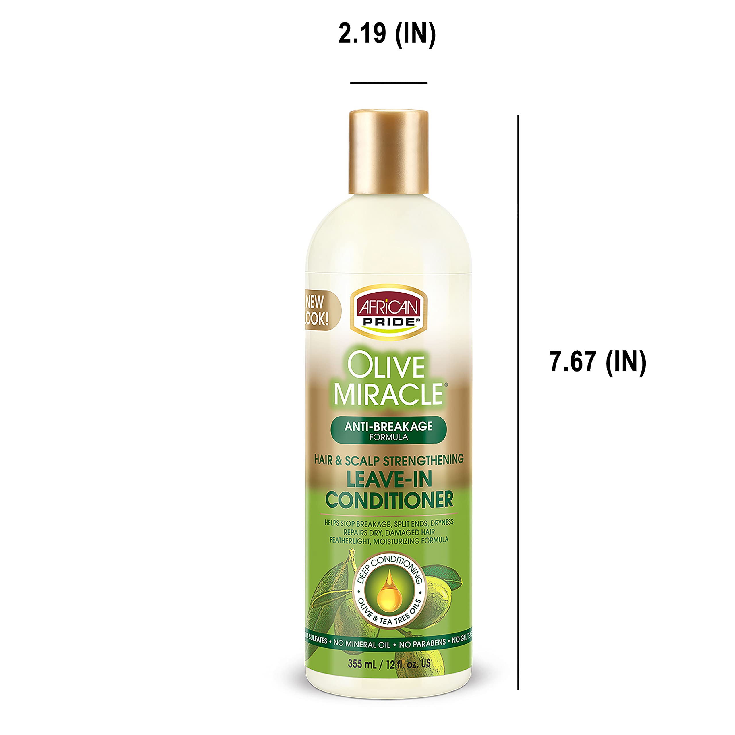 African Pride Olive Miracle Soin sans rinçage, ingrédients naturels sans parabènes et sulfates.