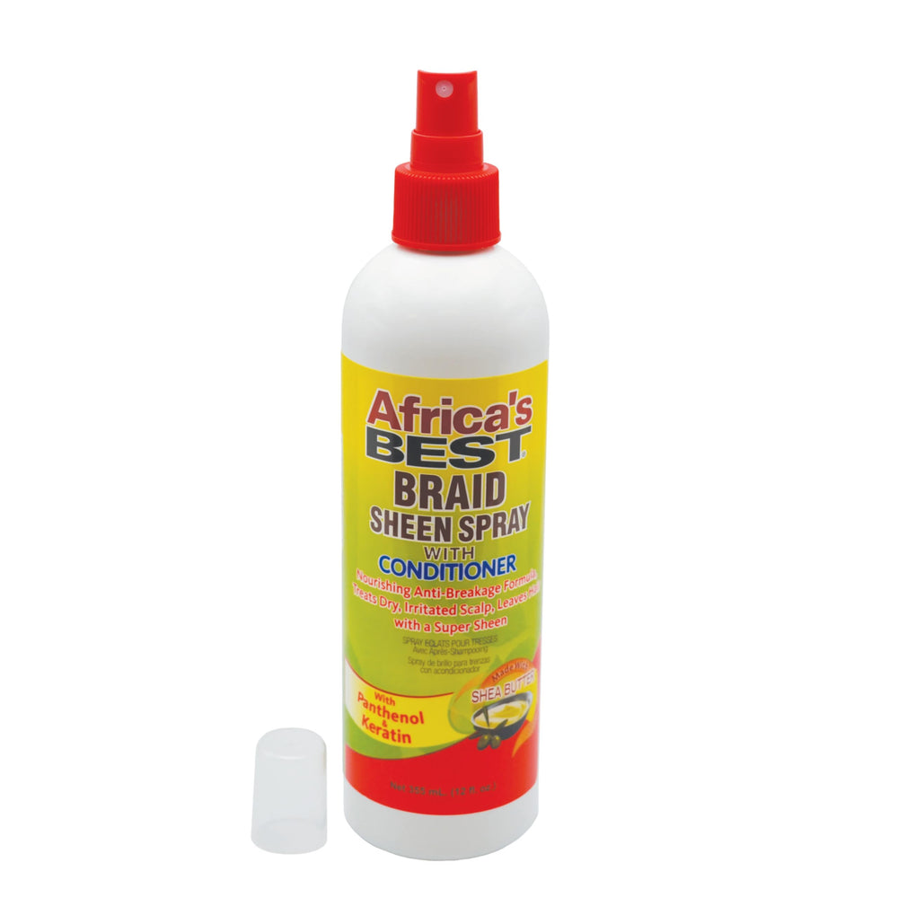 Utilisation rapide du spray Africa's Best pour une brillance sans alourdir les cheveux.