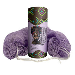 AFRIKI Éponge-Réseau Africaine Lilas longue prête à exfolier en douceur.