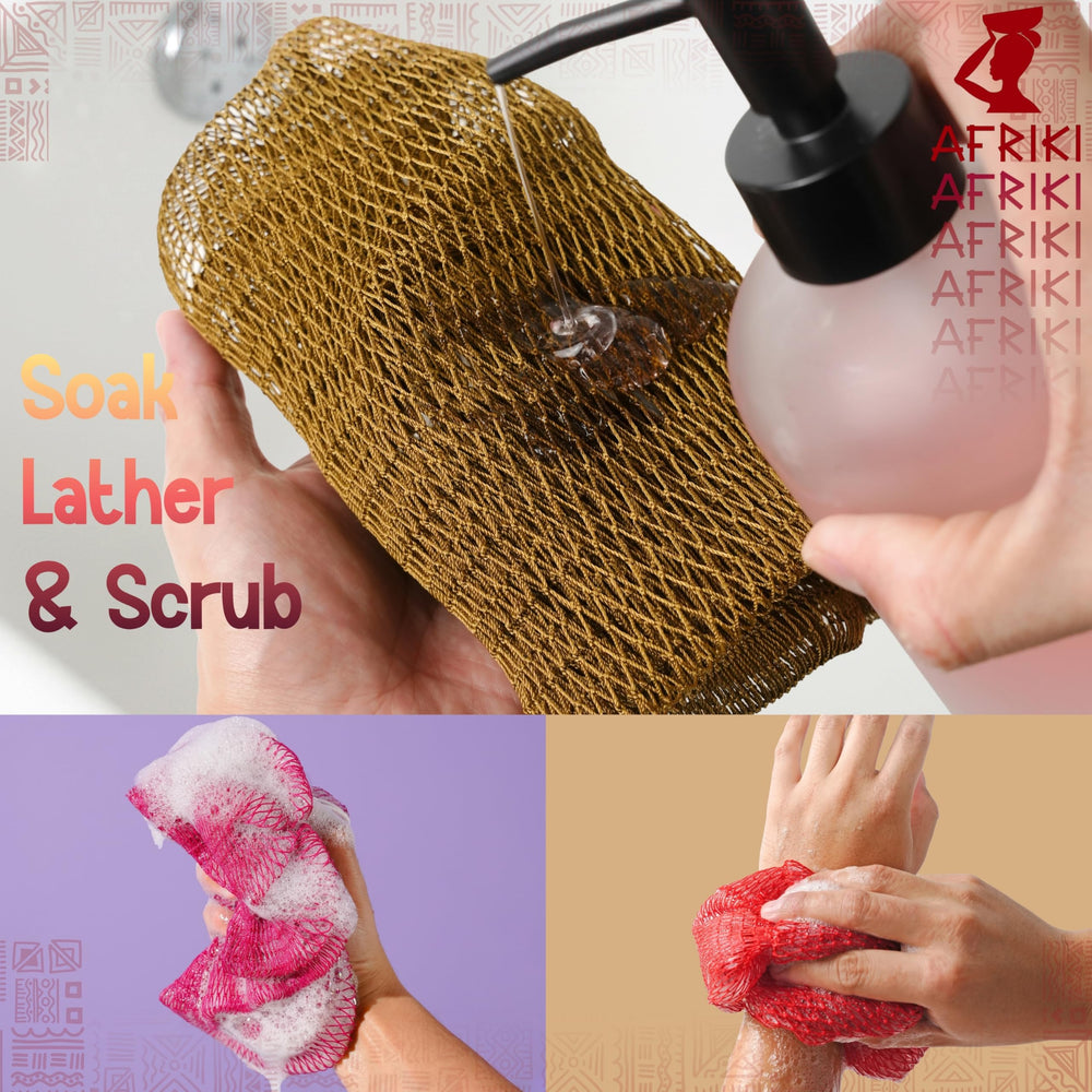 Éponge de douche AFRIKI, cadeau luxueux et adapté à tous.