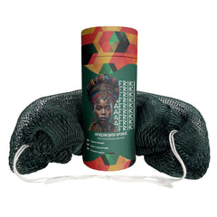 Éponge AFRIKI en filet africain, exfoliation corporelle douce, couleur vert forêt