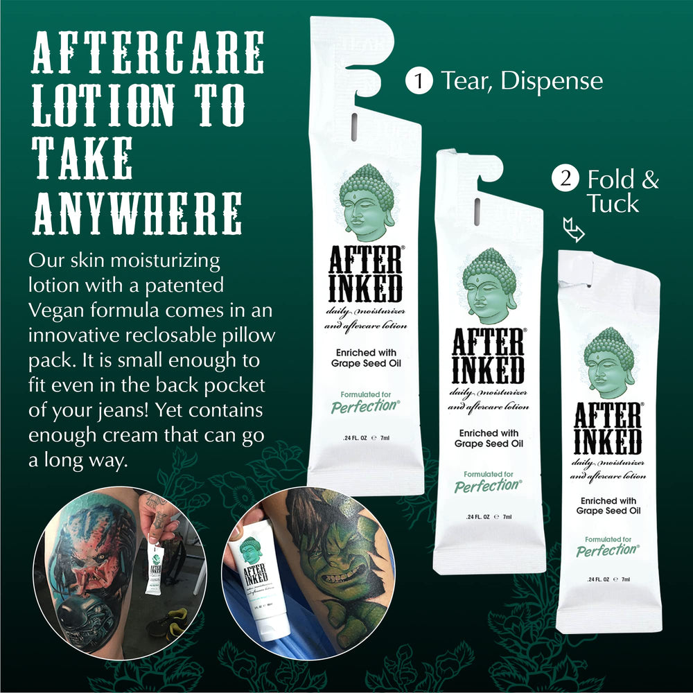 After Inked crème hydratante tatouage 7 ml, soin quotidien pour peaux sèches et couleurs vives.