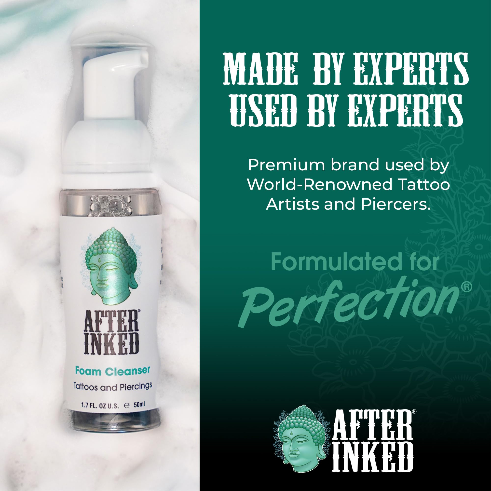 After Inked premier plan mousse nettoyante tatouage, application facile et agréable.