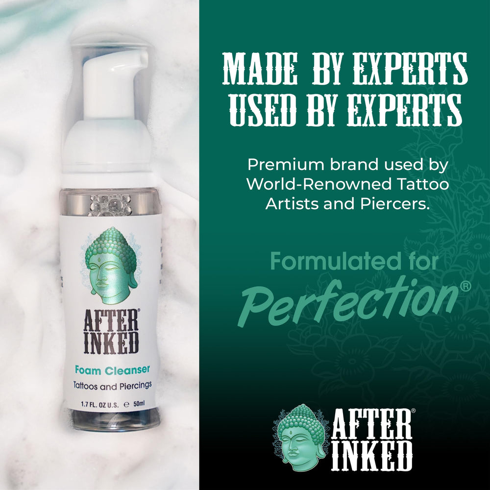After Inked premier plan mousse nettoyante tatouage, application facile et agréable.