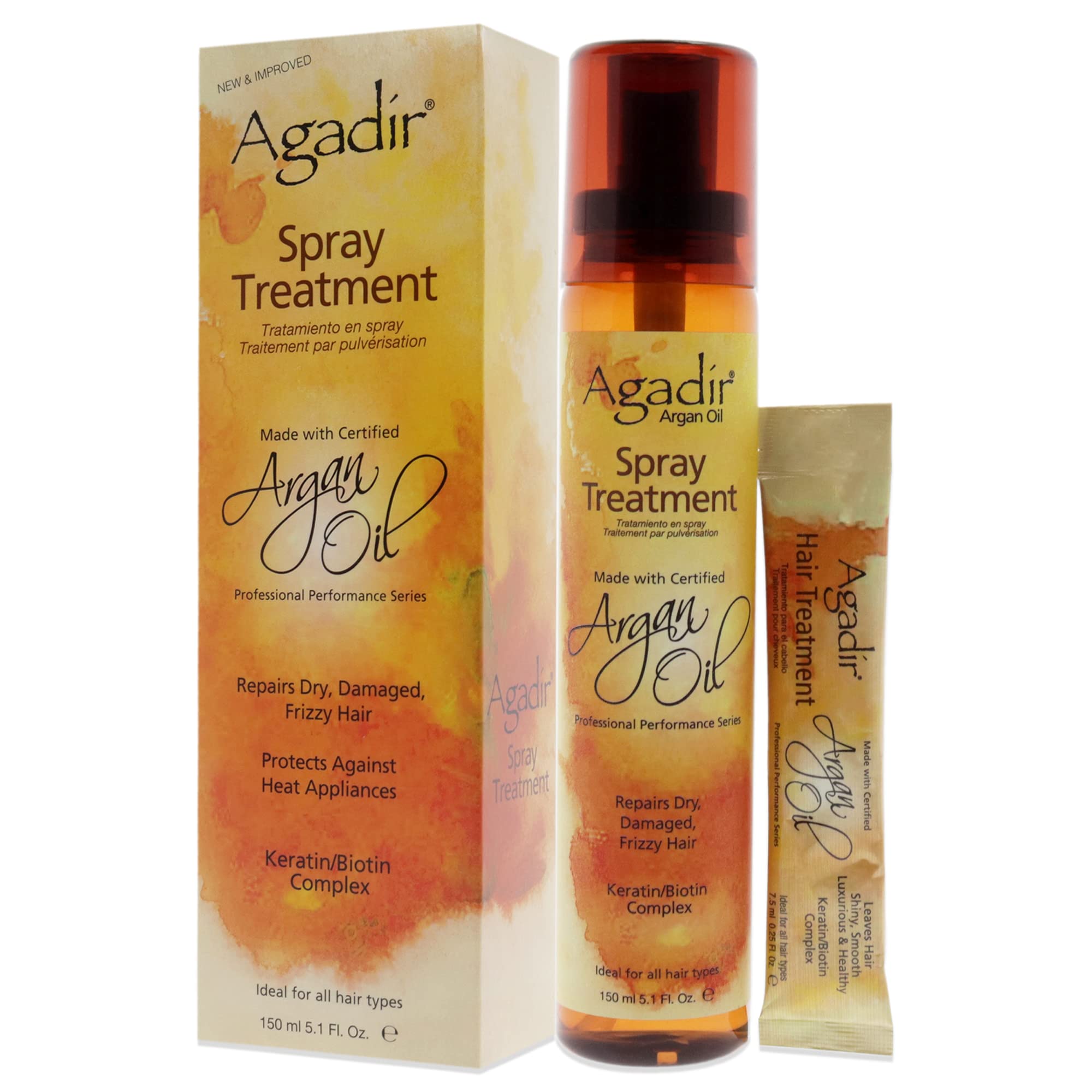 AGADIR Spray d’Huile d’Argan protection chaleur, cheveux protégés pendant le coiffage.