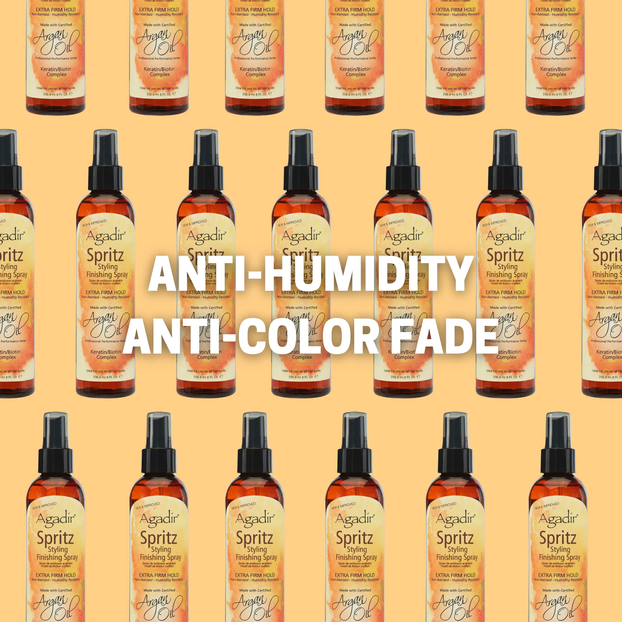 AGADIR Spritz offre une brillance longue durée sur les cheveux.