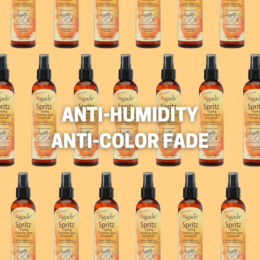 AGADIR Spritz offre une brillance longue durée sur les cheveux.