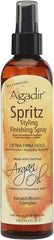 AGADIR Spritz sur la bouteille montre une tenue durable pour les cheveux.