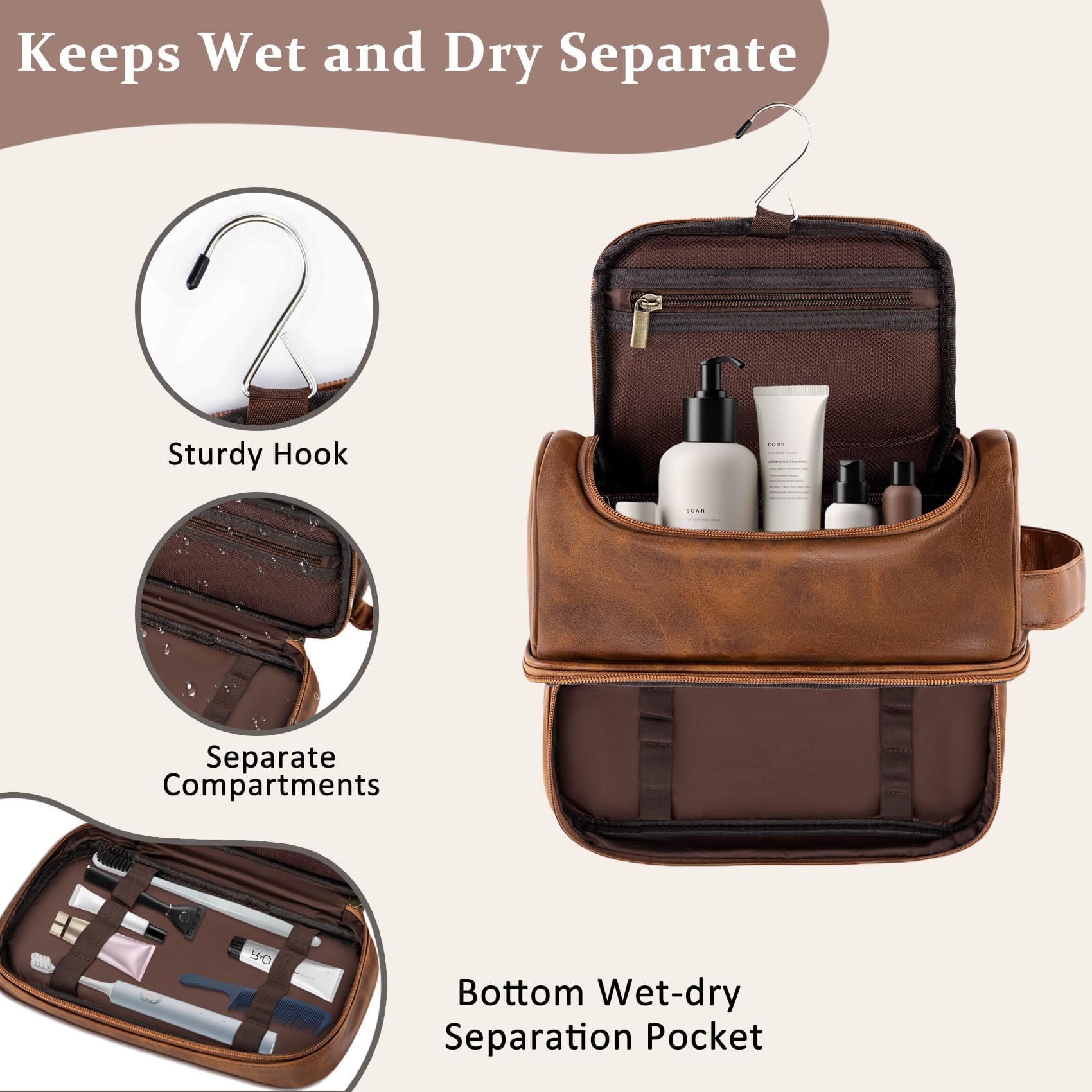 Aganmi trousse-de-toilette grande capacité pour les essentiels en voyage.