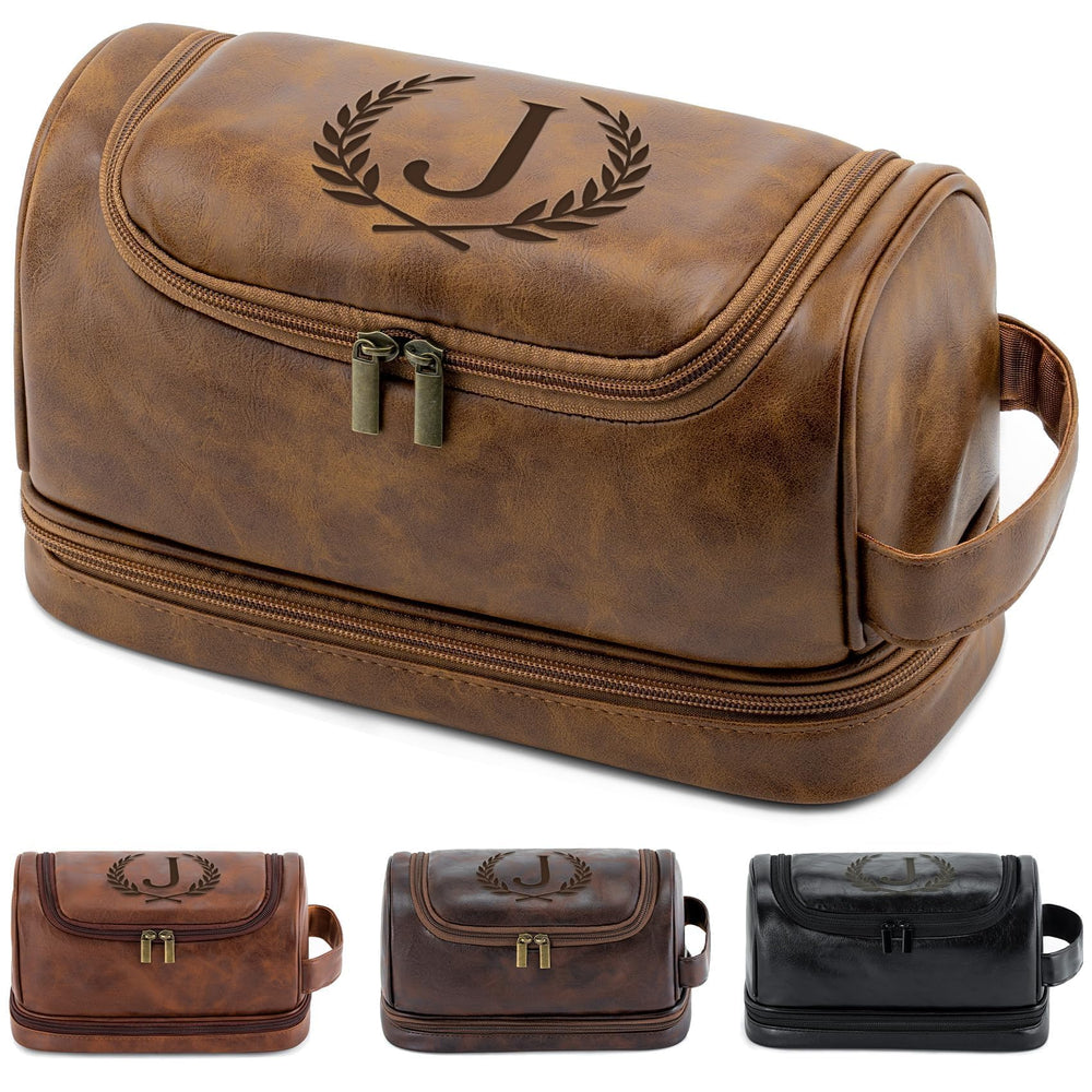 Aganmi trousse de toilette avec initiales personnalisées, cadeau élégant et pratique pour lui.