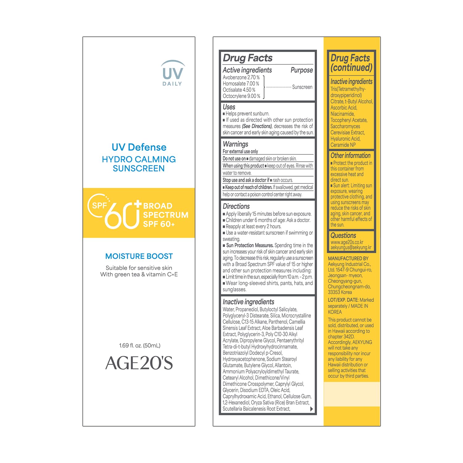 AGE 20's Protection UV Hydro: fini lumineux sans film blanc.