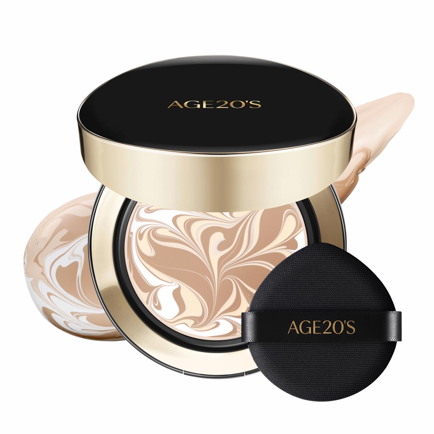 AGE 20's Signature Essence Pact dans son étui compact, prêt pour un maquillage rapide et naturel.