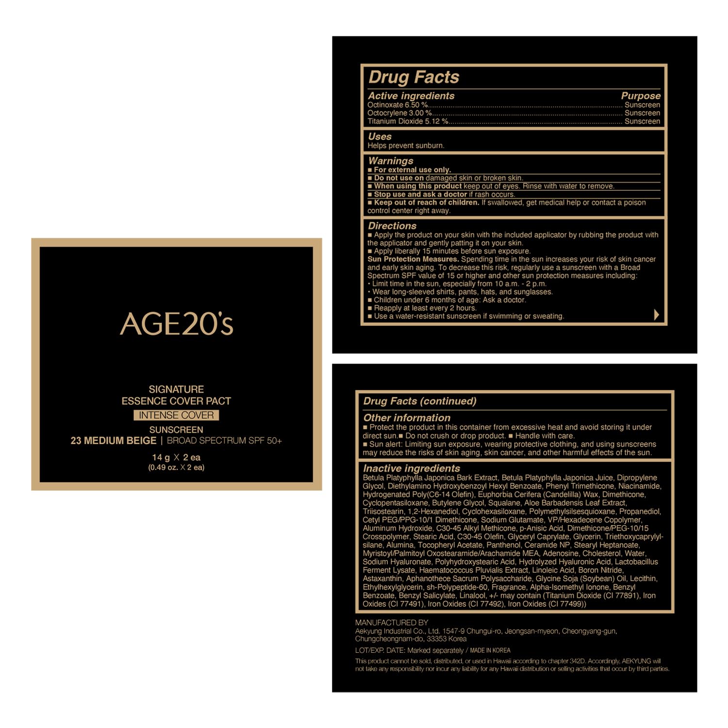 AGE 20's Signature Essence Pact SPF50+ cushion compact et soin du teint