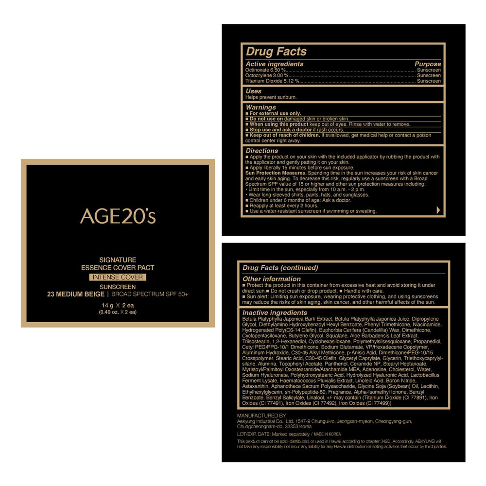 AGE 20's Signature Essence Pact SPF50+ cushion compact et soin du teint