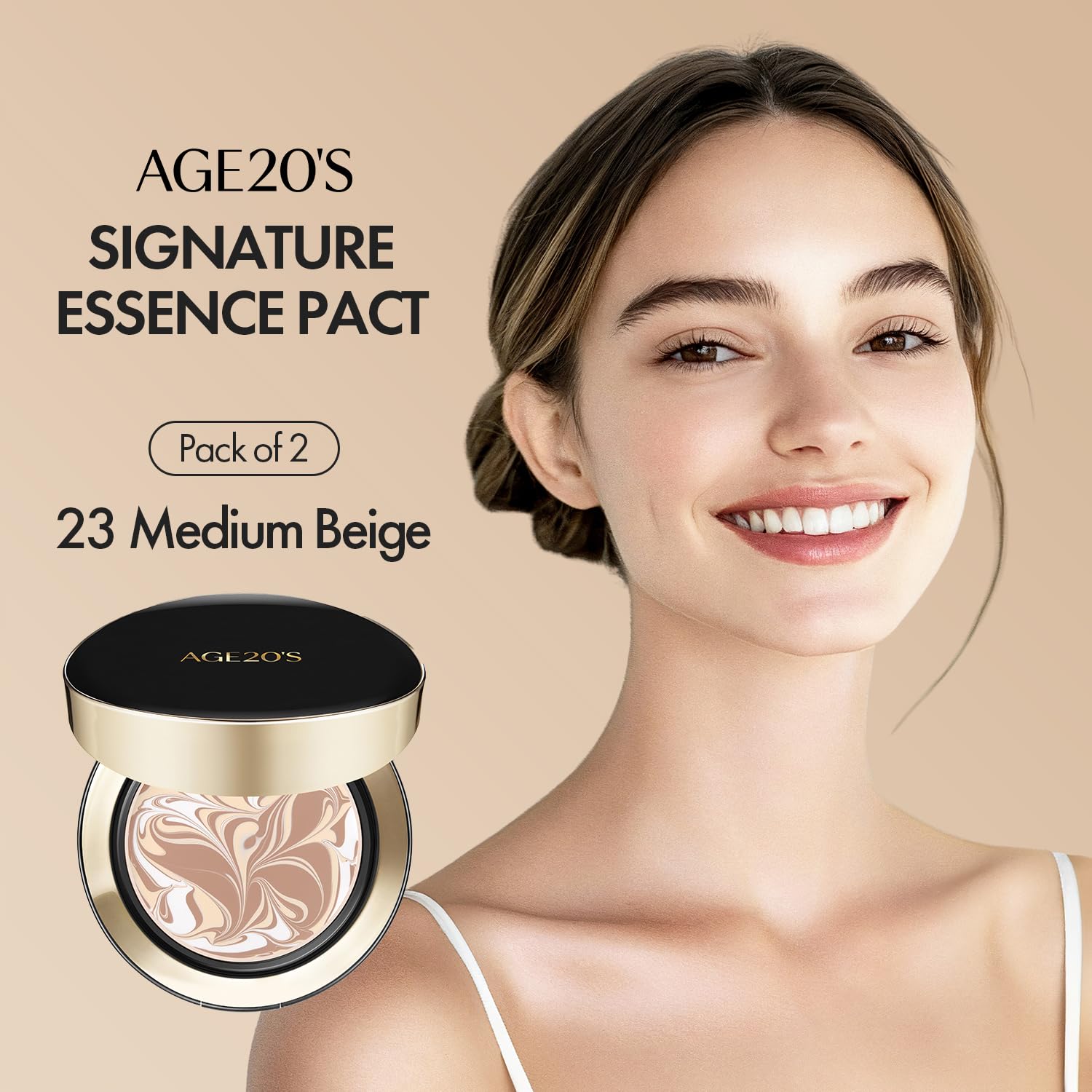 AGE 20's Signature Essence Pact SPF50+ nuancet teinte 23 beige moyen adaptable