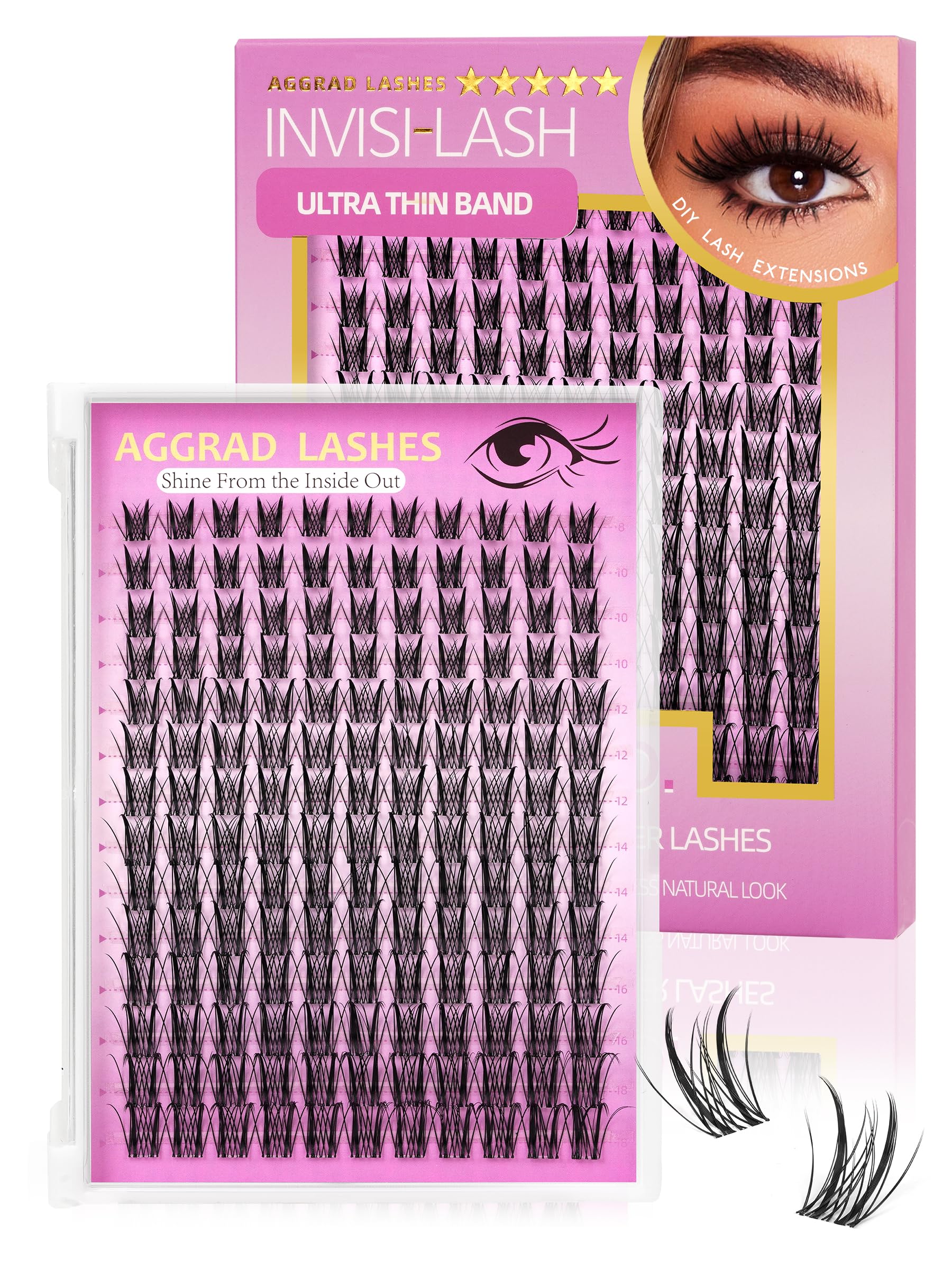 AGGRAD Aphrodite Lash Clusters, cils extensions 8-18 mm pour un regard naturel