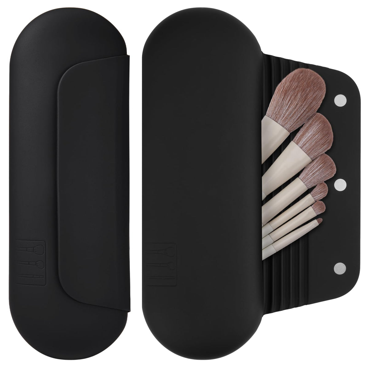 AGIKET étui-brosse-maquillage en silicone magnétique pour éviter les chutes lors des voyages.