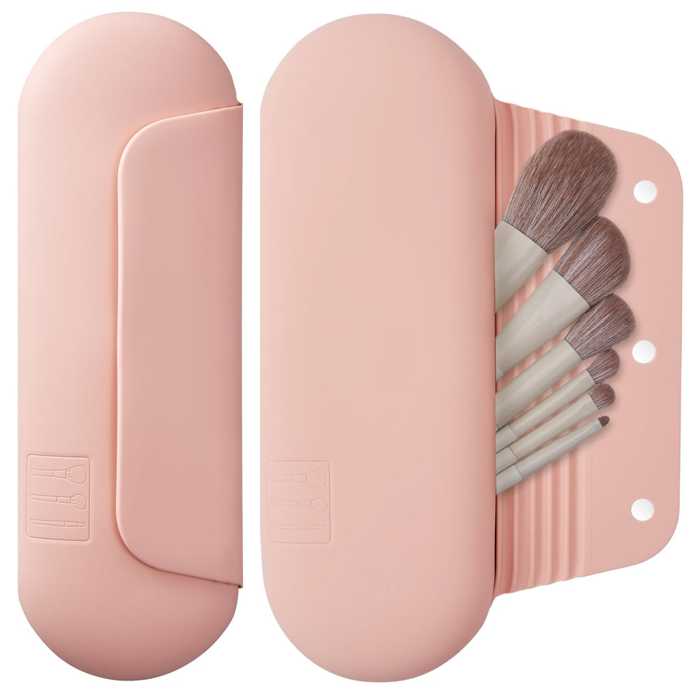 AGIKET étui-maquillage-silicone-voyage Rose Sable: rangement pratique pour pinceaux.