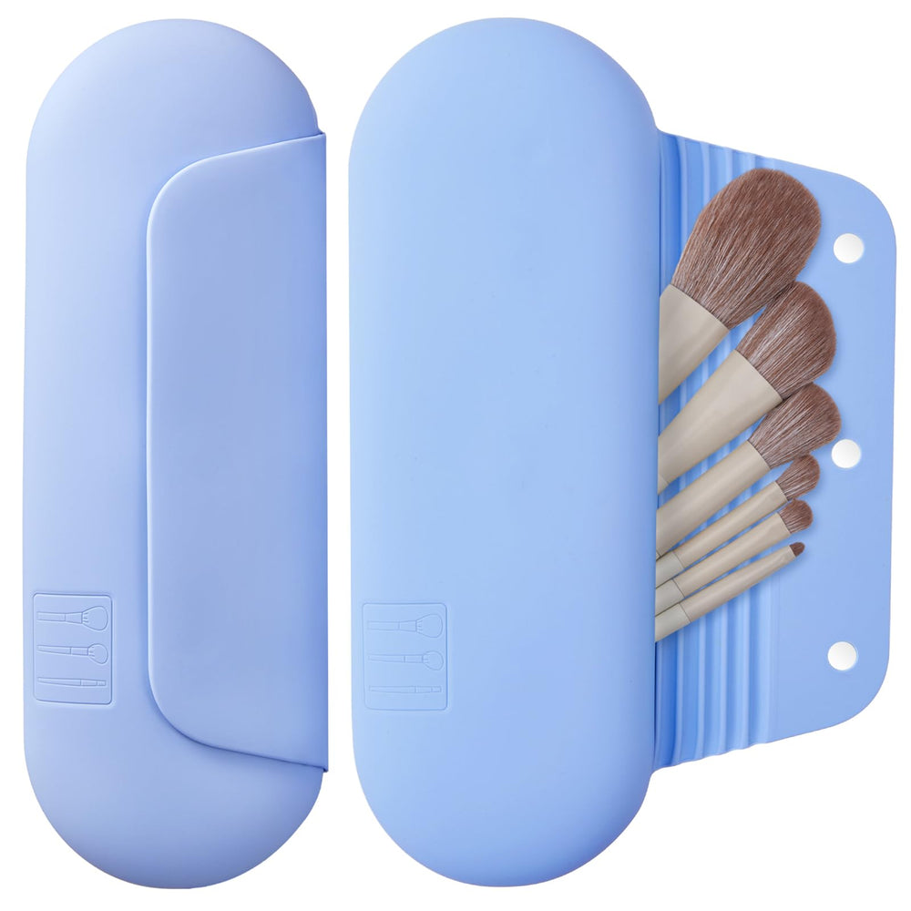 AGIKET étui pinceaux en silicone bleu, rangement pratique pour voyage.