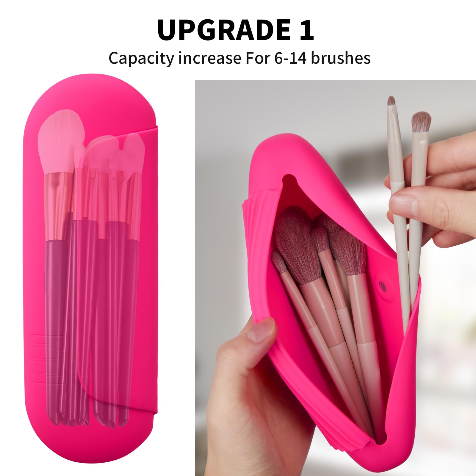 AGIKET étui pinceaux silicone en voyage: compact et léger, idéal pour voyages professionnels.