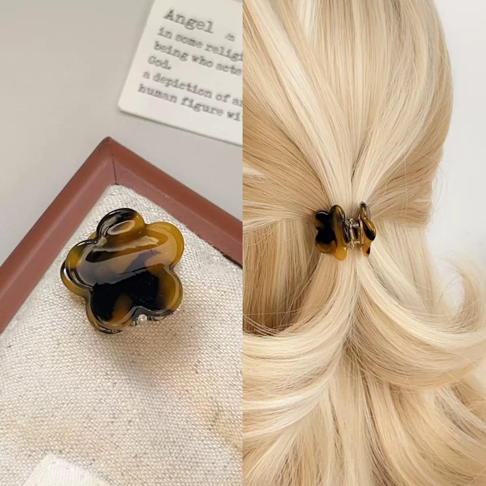 Agirlvct pince-cheveux mini-griffe fleur beige, parfait pour des styles décontractés.