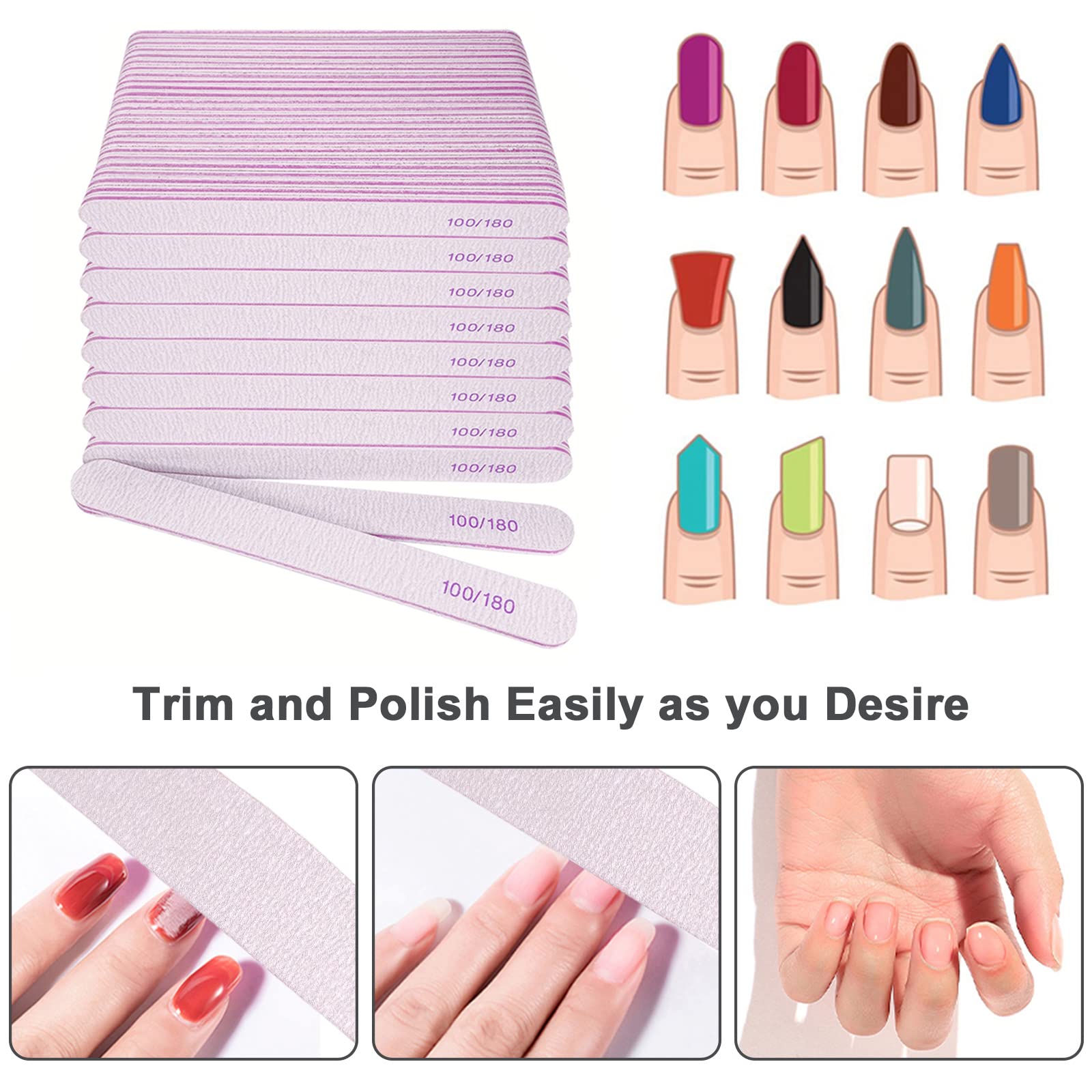 AhaTopia lime d ongles grain 100-180, idéale pour préparer les ongles épais et acryliques.