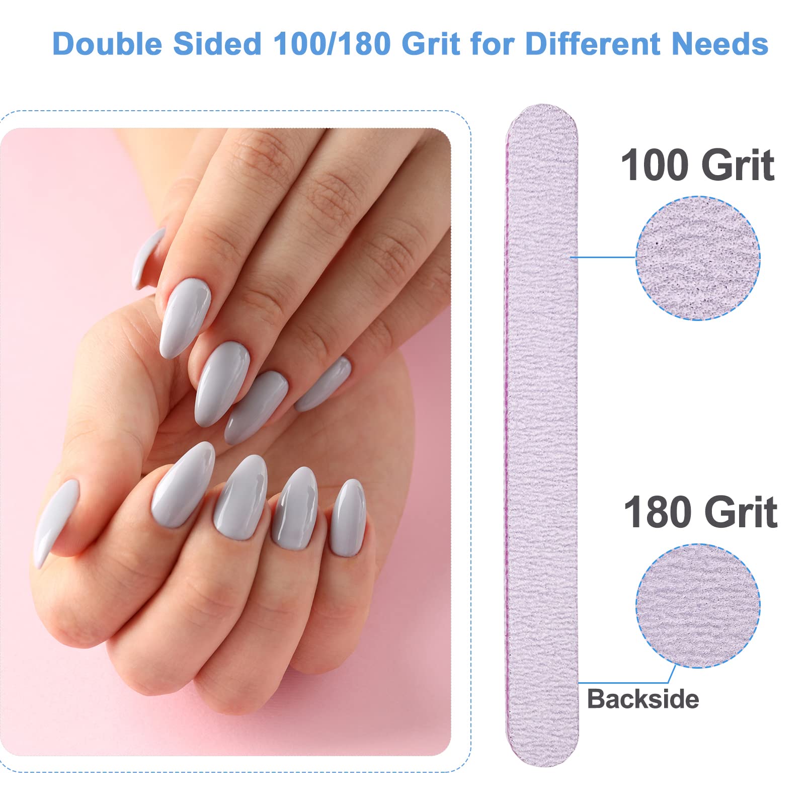 AhaTopia lime à ongles double-face 100/180, taille parfaite pour buffing précis.