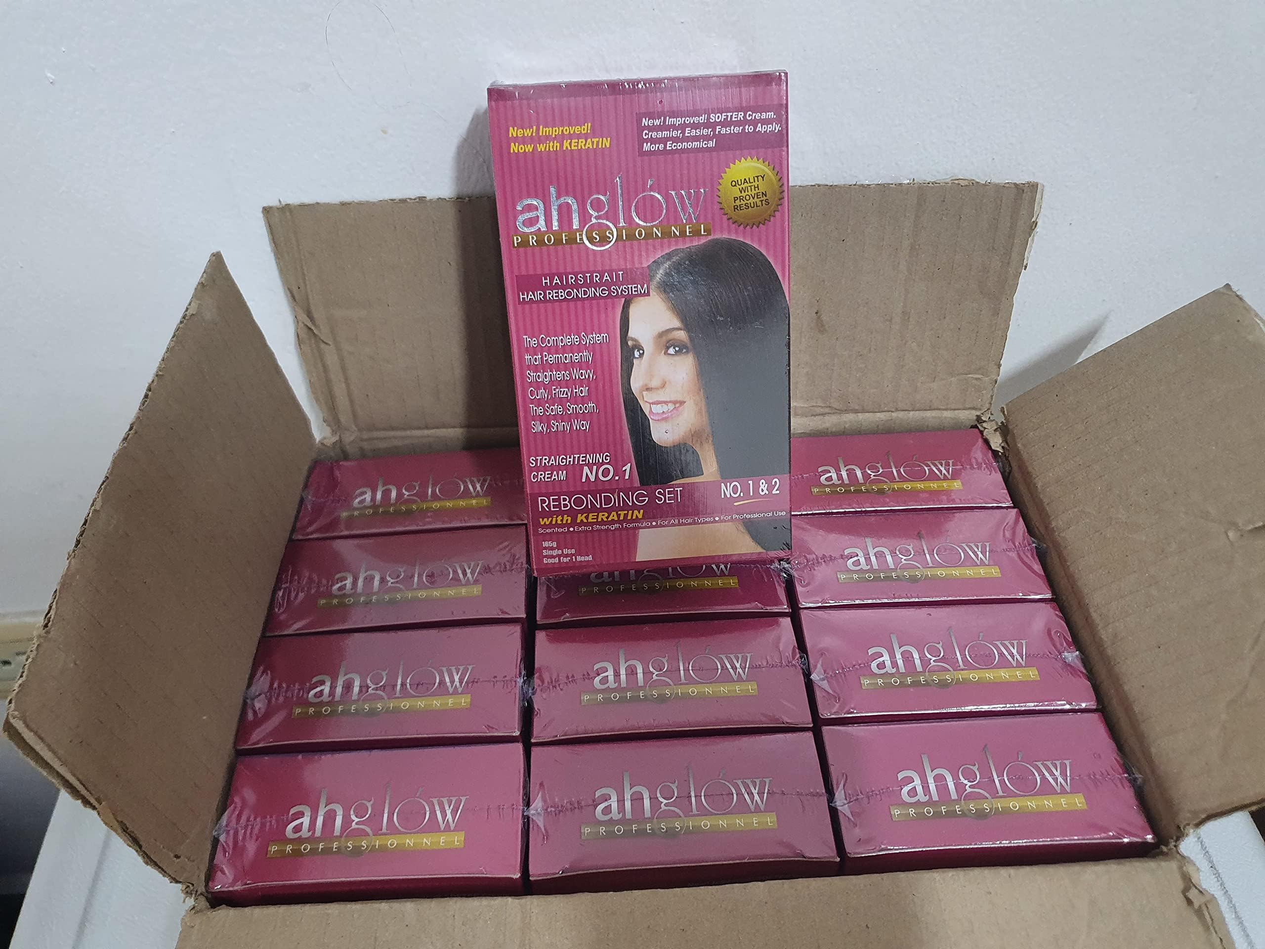 Ahglow étapes lissage keratine — aperçu des résultats avant/après