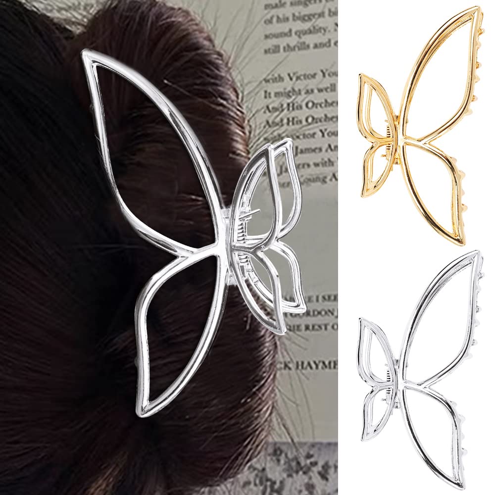 AHONEY accessoire papillon métallique argent, chic pour les looks quotidiens.