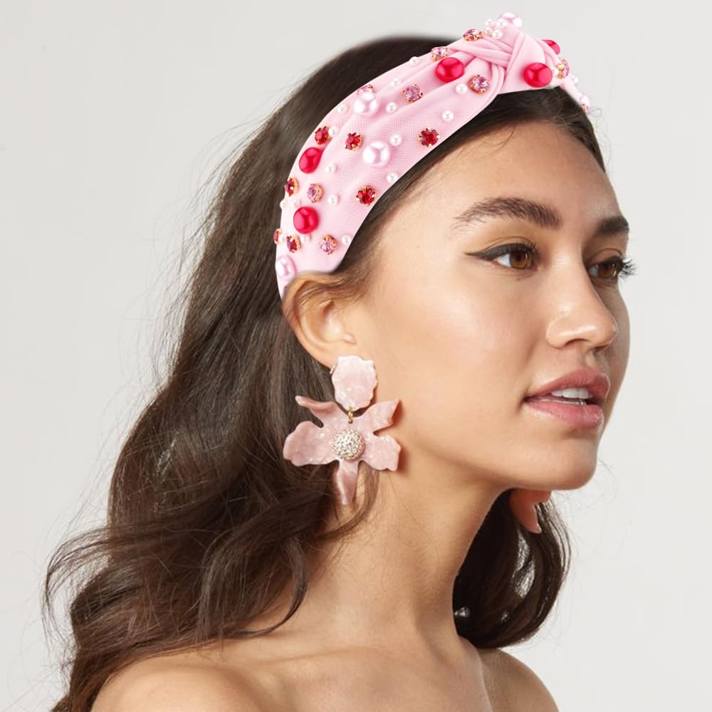 AHONEY bandeau look fête rose, touche scintillante festive.