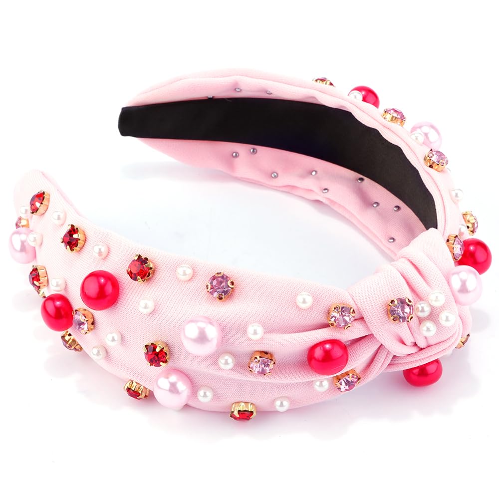 AHONEY accessoire cheveux perles et cristaux rose, parfait pour cérémonie.