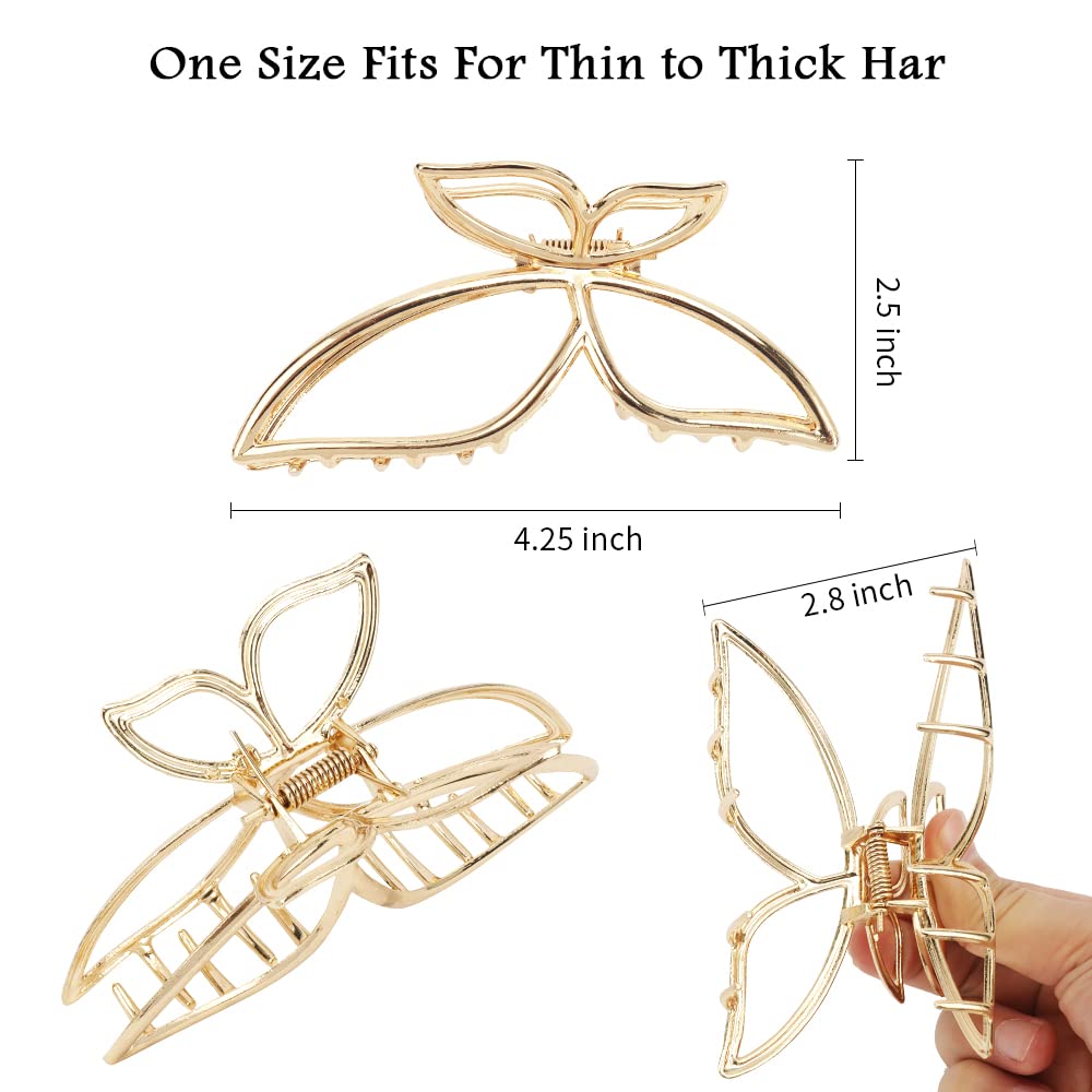 AHONEY broche papillon antiglisse argent, convient à tout type de cheveux.