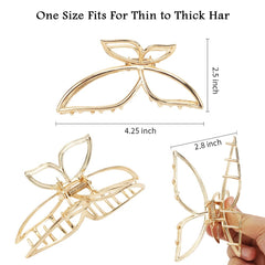 AHONEY broche papillon antiglisse argent, convient à tout type de cheveux.