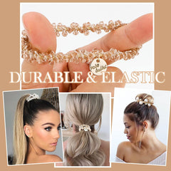 AHONEY – Lot neuf elastiques cheveux perles et cristaux, style polyvalent.