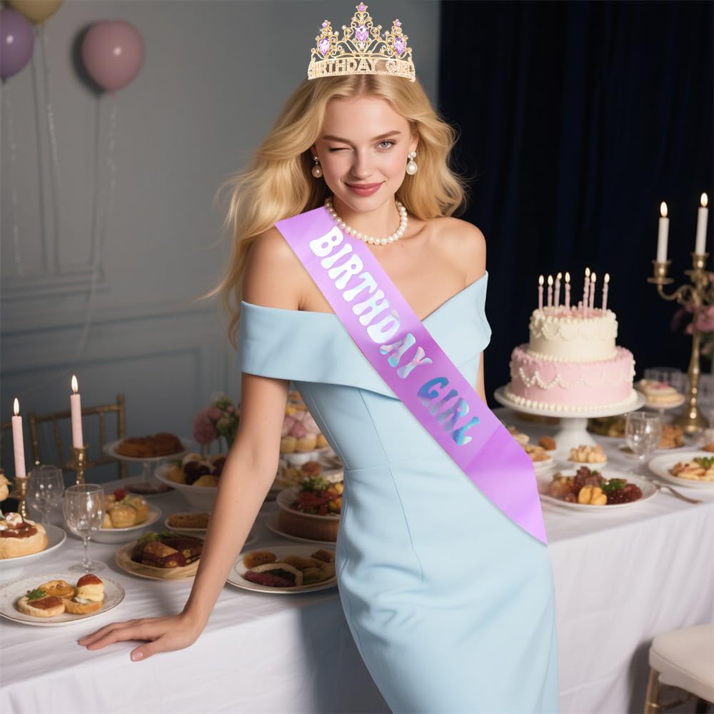 AHONEY couronne anniversaire avec paillettes brillantes, toucher luxueux et scintillant