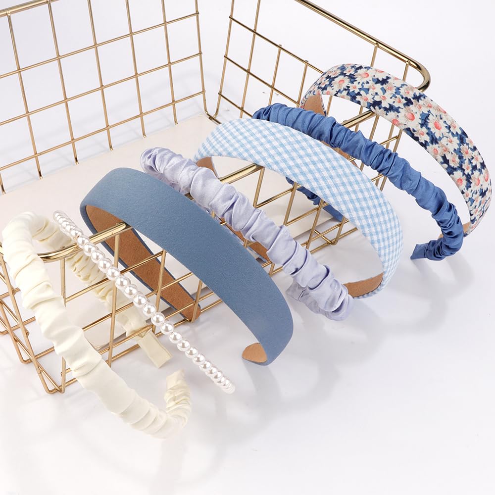 AHONEY bande-cheveux bleu fin, polyvalente pour sport ou bureau.