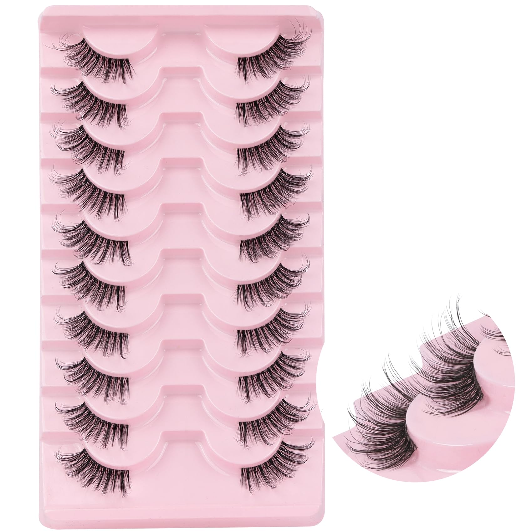 Demi-cils naturels Ahrikiss, 10 paires TB01, pour un regard discret et durable.